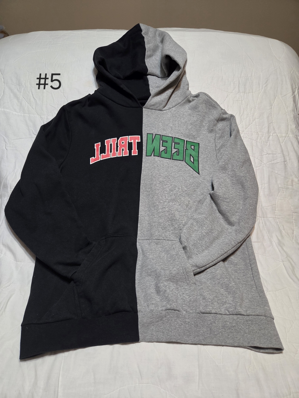Rare Been Trill Split Colorblock Hoodie - Black / Grey - Size XL